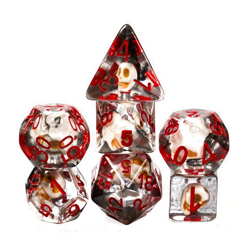 UDIXI Polyhedral DND Dice Set, 7PCS Skull Dice RPG D&D Dice Set for Dungeons and Dragons MTG and Other Tabletop Games (Skull-Black)