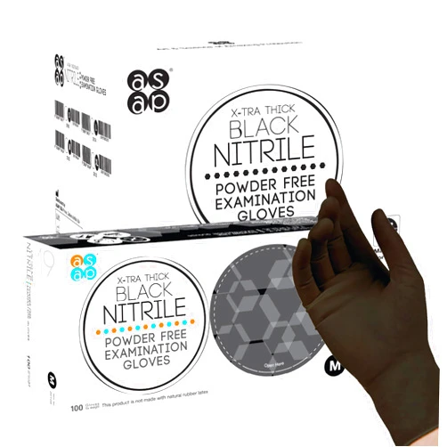 ASAP Black Nitrile Gloves - 4 Mil Black Exam Gloves, Black Latex Free Gloves, Powder Free Gloves - Disposable Black Gloves