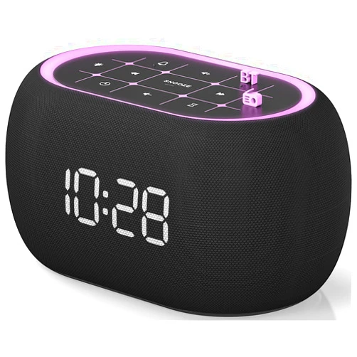 ANJANK Alarm Clock FM Radio with Bluetooth Speaker, Hi-Fi Stereo Sound, 7 Clolors Night Light, 0-100% Dimmer,8 Wake Up Sounds,16-Level Volume, Small Digital Clock with Sleep Timer for Bedroom Bedside
