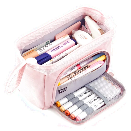 HVOMO Pencil Case Large Capacity Pencil Pouch Handheld Pen Bag Cosmetic Portable Gift for Office School Teen Girl Boy Men Women Adult (Pink)