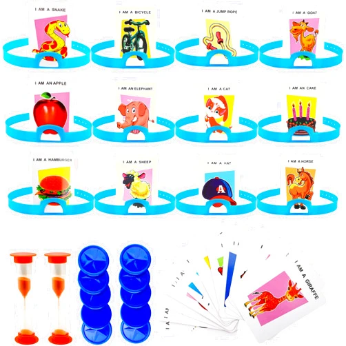 Conagel 2 Set Headband Game Guessing Game The Quick Question Game Set Include Headbands, Picture Cards, Scoring Coins, Sand Clock