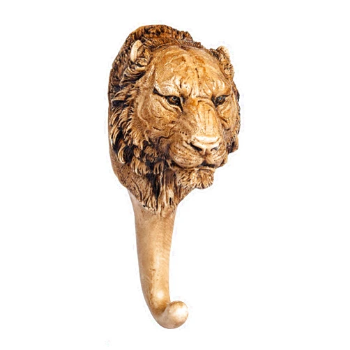BestySuper Tiger Head Shaped Single Hook Hanger Rustic Animal Coat Hat Towel Key Holder Hooks Decorative for Wall (Tiger)