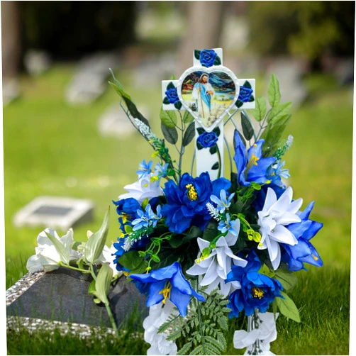 FireGlo By Renosky Fire Glo Glow-in-the-Dark Memorial Cross - Good Shepherd (Blue)