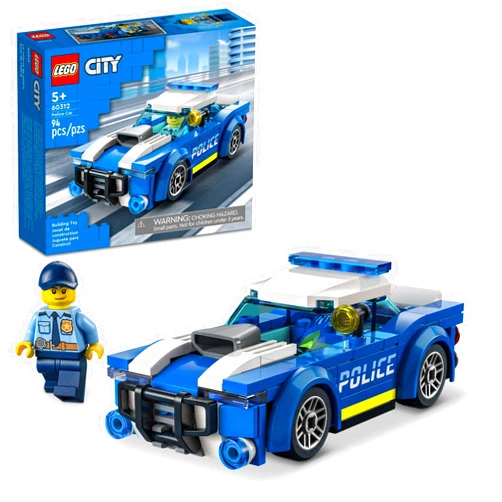 LEGO City Police Car Toy 60312 for Kids 5 Plus Years Old with Officer Minifigure, Small Gift Idea, Adventures Series, Car Chase Building Set