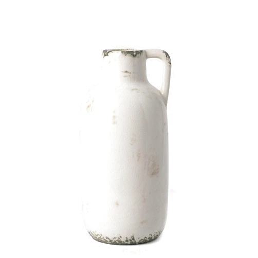 VICTOR & TERESA White Ceramic Vase for Flowers, Rustic Vase Home Decor for Pampas Grass, Farmhouse Decorative Vases for Mantel, Living Room, Shelf, Centerpieces, 9.6'', Gifts for Mom