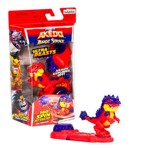 Akedo Legends of Akedo Beast Strike Ultra Beasts | Battlerex Tailwhip | Supersized with 360 Degree Spin Attack | New Battlespin Controller | Battlerex Tailwhip Strikes with His Jaws and Tail