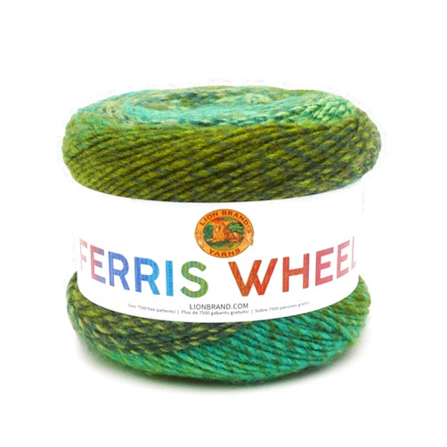 Lion Brand Yarn, Muticolor Ferris Wheel Yarn for Knitting, Crocheting, and Crafts, Evergreen, 1 Pack