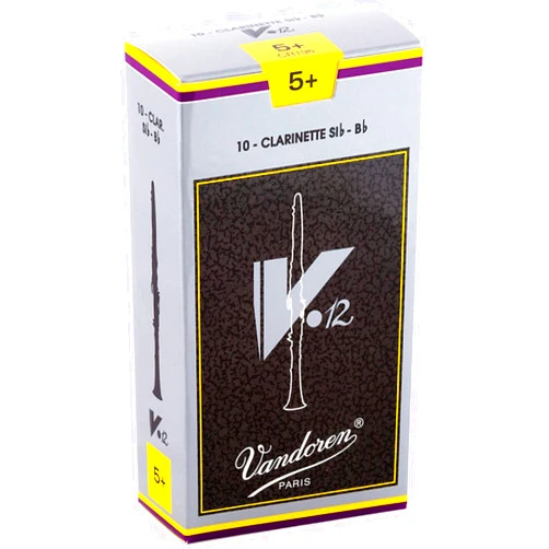 Vandoren CR196 Bb Clarinet V.12 Reeds Strength 5+; Box of 10, Black