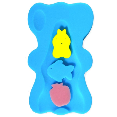 Hallo Soft Infant Bath Sponge Skid Proof Baby Bath Mat Newborn Odor Free (Blue)