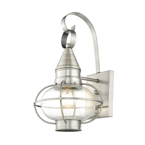 Livex Lighting 26901-91 Transitional One Light Outdoor Wall Lantern from Newburyport Collection in Pwt, Nckl, B/S, Slvr. Finish, Brushed Nickel