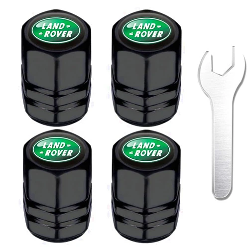 Munyday Car Tire Valve Stem Caps for Land Rover, 4pcs Air Caps Cover, Dust Proof, with O Rubber Seal, Hexagon Design, Universal for Cars, SUVs, Bike, Trucks and Motorcycles(Black) (DAUS34)