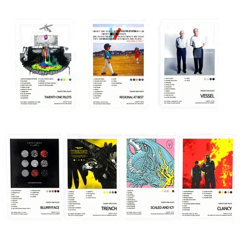 Generic Twenty One Pilots Album Cover Limited Edition Posters (Set of 7) Unframed 8in x 12in(20x30cm) Canvas Poster Wall Art Decor Print Picture Paintings for Living Room Bedroom Decoration