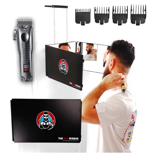 LIPFISBARBERSHOP.COM Kit 360 Mirror for Haircuts for Men with Clipper - 3 Way Mirror for Self Hair Cutting - Three Way Mirror to Cut Your Own Hair - Barber Mirror Self Haircut Mirror