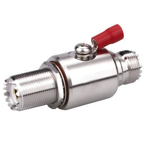 Come-buy PL-259 Lightning Surge Protector UHF Lightning Arrestor PL259 Female to SO239 Female Bulkhead for CB Ham Base Antennas (UHF Female to Female Lightning arrestor) 1