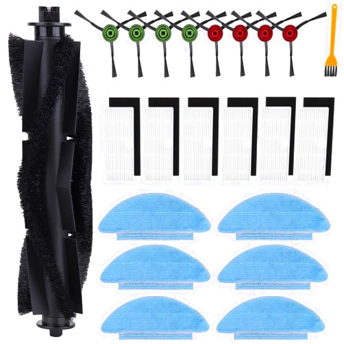 SavStor 22pcs Replacement Part Kit for Tikom L9000 L8000,Lubluelu SL60D, Laresar L6 Nex ,HONITURE Q6 SE Robot Vacuum, 1 Main Roller, 8 Side Brush, 6 Hepa Filter, 6 Mop Cloths,1 Cleaning Brush Accessories