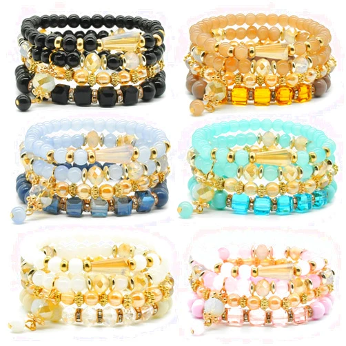 VONRU Bohemian Bracelet Sets for Women - 6 Sets Stackable Stretch Bracelets Multi-color Boho Jewelry for Women Hippie Bracelets Dainty Jewelry