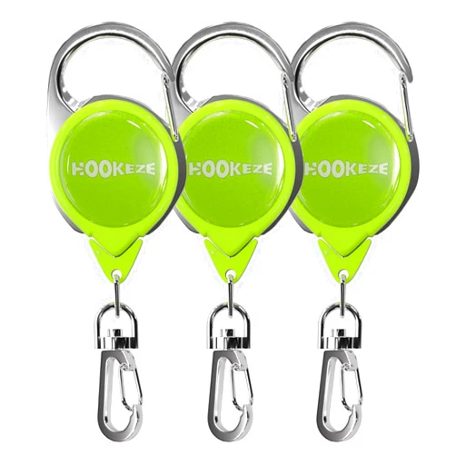 HOOK-EZE Fly Fishing Zinger Retractor for Anglers Vest, Pack of 3 - Fishing Gear and Equipment for Nippers, Forceps, Fly Float Ant, Belt Loops & Backpack