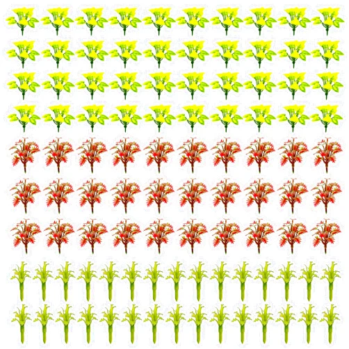 Cayway 100 PCS Mini Model Plants, Miniature Plants Mini Model Trees Green Shrubs Bush Model for Train Scenery Railway Sand Military Layout Park Garden Scene