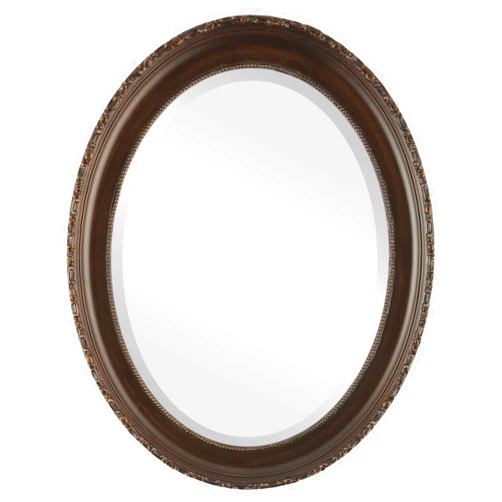 OVALCREST - Oval Wooden Beveled Wall Mirror for Home Decor, Bathroom, Vanity, Bedroom, Living Room, Hallway - Rubbed Bronze - 18.6x22.6 Outside Dimensions - Kensington Style