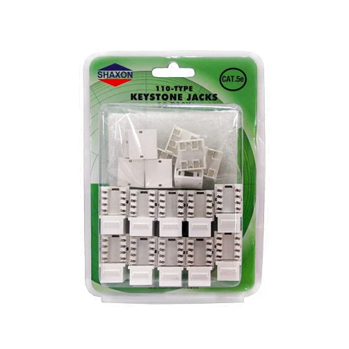 Shaxon BM603W810-10B, Category 5E Keystone Jack, 10 Pack, RJ45 to 110-White
