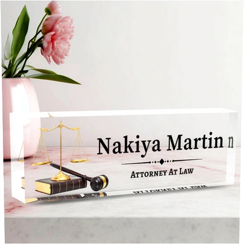 Aeekdook Desk Name Plate Personalized, Lawyer Name Plate for Desk, Office Desk Decor for Women & Men, Employee Appreciation Gifts Custom Office Gifts for Lawyer, MYZDA28YH0928