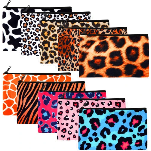 Reginary 20 Pieces Cosmetic Bag for Women, Roomy Makeup Bags with Zipper Toiletry Bag Pouch Travel Packing Accessory Organizer Gifts, 7 x 4.3 Inches (Leopard)