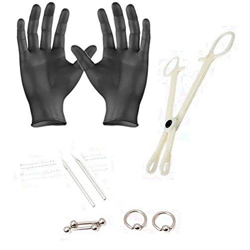 BodyJewelryOnline Unisex Body Piercing Kit, Captive Bead Ring, Barbells, Gauge Jewelry, Catheter Hollow Needles, Hypoallergenic Supplies, 10 G, Pack Of 10