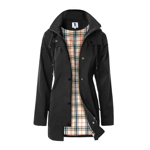 SaphiRose Women's Long Hooded Rain Jacket Outdoor Raincoat Windbreaker