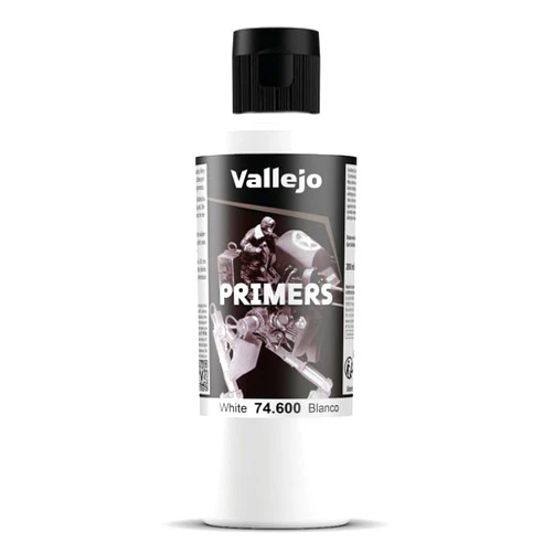 Vallejo - Surface Primer Color | White Acrylic Primer 200 ml (6.76 fl.oz.) | Matte Finish and Fast Drying | Perfect for Airbrushing and Great Adhesion to Figurines and Scale Models