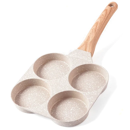 CAROTE Egg Pan Omelette Pan, 4-Cup Nonstick Granite Omelette Skillet - Pancake Pan and Healthy Egg Cooker Suitable for Gas Stove & Induction Cookware
