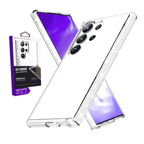 KONVOK Compatible with Samsung Galaxy S24 Ultra Case Clear Sparkling Glitter, Not Yellowing Phone Cases Cover with Camera Protection, Shockproof Bumper, Protective, Bling Transparent