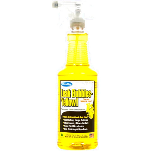 ComStar Leak Bubbles Yellow HVAC & Gas Detector, Fastest-Acting Leak Detector in Today's Market - Safe, Non-Corrosive, Long-Lasting Bubbles, Detects Micro Leaks, Made in USA, 1 Quart Spray (90-204)
