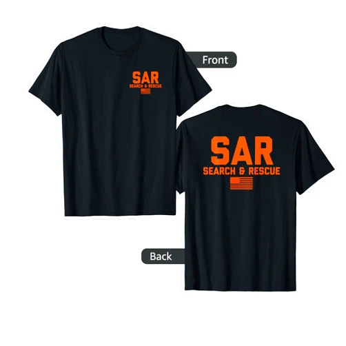 SAR Emergency Response Team Search & Rescue Shirts FRONT & BACK Search and Rescue American Flag SAR Team T-Shirt