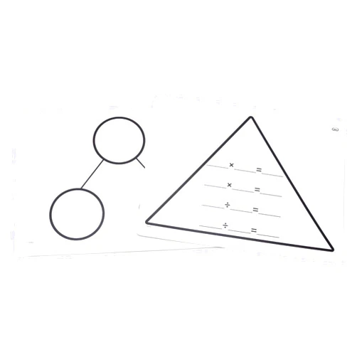 Didax Educational Resources Write-On/Wipe-Off Fact Family Triangle Mats: Multiplication Math Resource, Multicolor Medium
