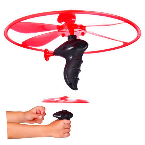 Botabee Flying Disc Toy for Kids - Outdoor Plastic Toy with Pull String Launcher and Glowing Disk - Hours of Fun for Boys and Girls - Easy to Clean - Ideal Gift for Any Occasion - Red