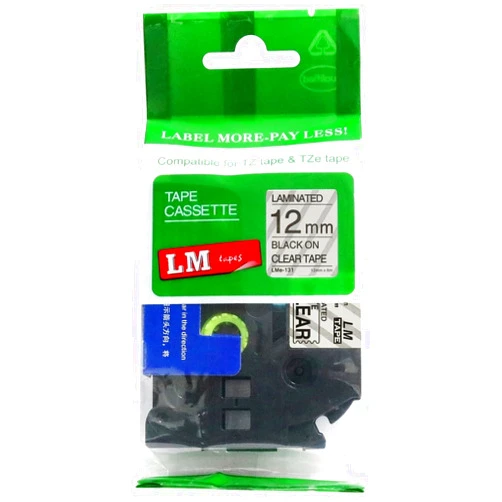 LMe Tapes for PTD210 LMe Tapes for The Compatible with Brother PT-D210 Label Printer (Black on Clear, 1/2