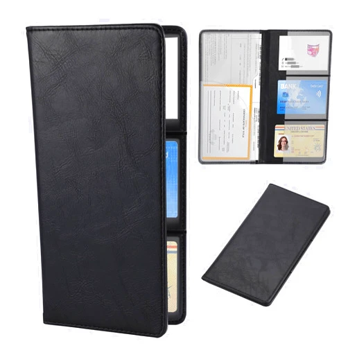 alpmosn Car Registration and Insurance Holder, Auto Card Document Glove Box Organizer, for Essential Document, Driver License, Cards, Car Accessories for Women and Men Interior (Black)