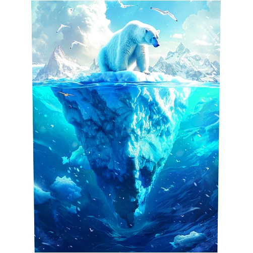 SKRYUIE 5D Polar Bear Diamond Painting Kits - DIY Diamond Art Kits for Adults Arctic, Full Round Drill - Crystal Cross Stitch - Adults Craft for Wall & Office Decor - 12x16 Inch