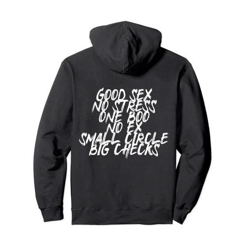 Lustige Kult Sprüche Good Sex No Stress Designs Good Sex No Stress One Boo No Ex (Back Print) Rap Saying Pullover Hoodie