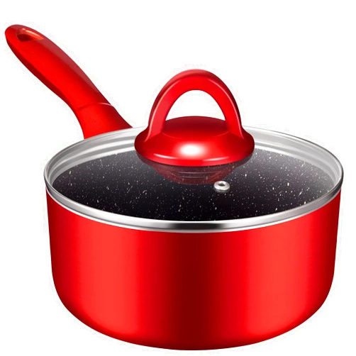 N++A Saucepan with Lid 2 quart, Nonstick Sauce Pans for All Stoves, 100% Non-toxic Small Pot, Red Saucier, Dishwasher Safe, Induction