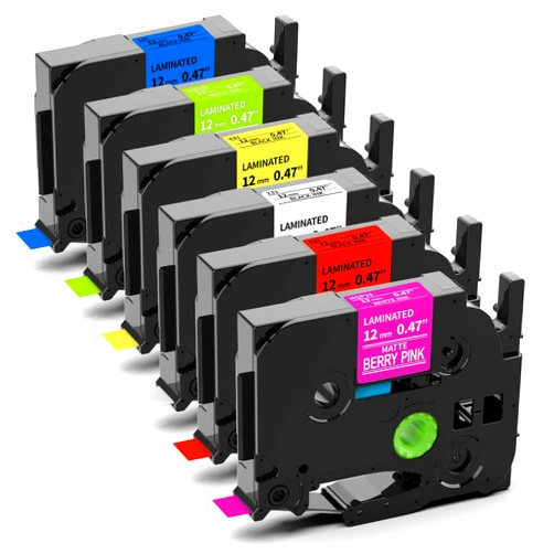 Oozmas PT-D220 PTD210 PTD400AD PT-H111 PT-1750 Label Maker Tape 12mm 0.47 Laminated, Ptouch Label Tape Replacement for Brother TZ TZe Tape Compatible with Brother P-Touch Refills 1/2 Inch x26.2 Ft, 6 Pack