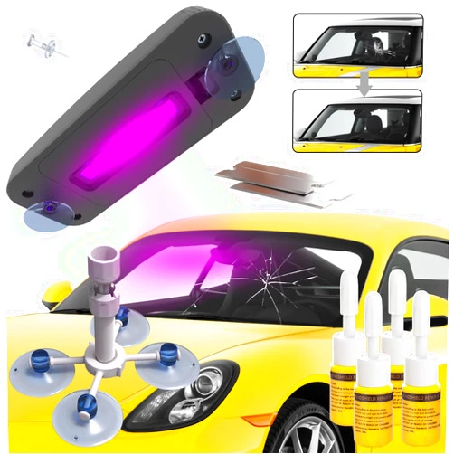 Brennenstuhl Windshield Crack Repair Kit, Windshield Repair Kit For Chips And Cracks, Car Windshield Repair Kit, Quick Fix Cracks, Fix Chip In Windshield, With Pressure Injector And Accelerated Curing (4pack)