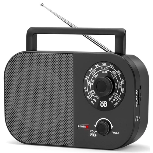 Goodes Portable Radio AM FM SW with Best Reception, Transistor Radio with Battery Operated or AC Power, 5W Big Speaker, Large Tuning Knob, Clear Dial, Earphone Jack for Gift - Goodes