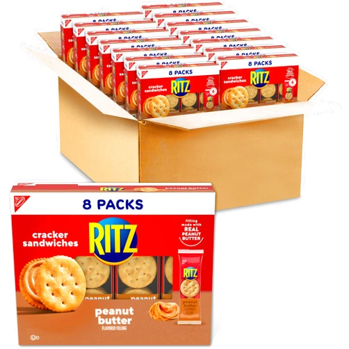 Ritz Peanut Butter Sandwich Crackers, 112 Snack Packs (14 Boxes, 6 Crackers Per Pack)