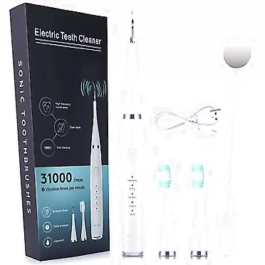 YXFOOR Electric Toothbrush for Adults and Kids with 2 Brush Heads and 1 Polishing Heads, Teeth Whitening Kit Tooth Whitener Calculus Tartar Remover Tools, 5 Modes, USB Charging (003)