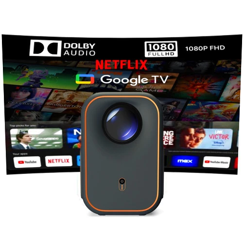 XMING [Global Google TV] Xming Episode One Portable Projector 1080P Native Resolution, 300 ANSI Lumens Built-in Netflix Auto Vertical Correction Projectors