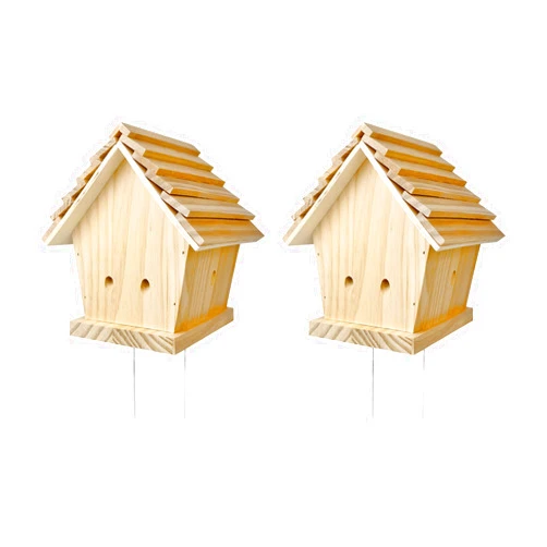 GRTRE 2 Pack Wood Carpenter Bee Trap for Outside - Best Bee Trap - Wood Boring Bee Trap- Nature Chalet Style Carpenter Bee Traps Outdoor Hanging - Insect Traps Removes Carpenter bee