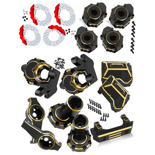 ARRCat RC Upgrades Part for TRX-4,Brass Inner Front Portal Drive Housing/C Hub Carrier/Rear Inner Portal Cover Housing/Housing Knuckle Cover/Axle Diff Cover/Bumper Servo Mount,Black