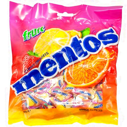 Mentos Fruit 150 Single Serve Pillow Packs 405g 14.3oz Large Bag
