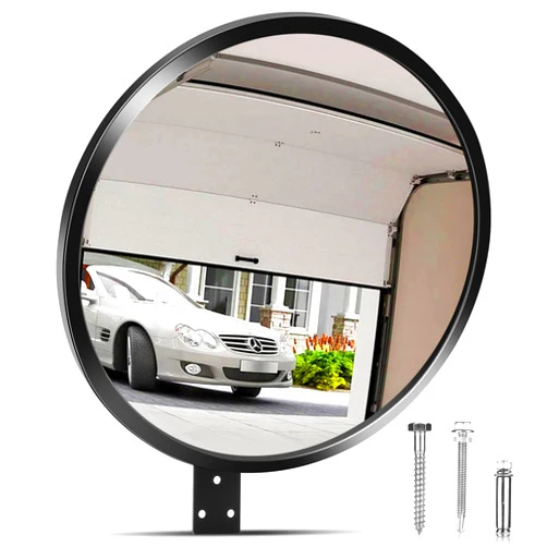 Hydencamm 12” Acrylic Convex Mirror Convex Security Corner Mirror, Adjustable Fixing Bracket with Wide Angle, Indoor Outdoor Curved Safety Mirror for Room Driveway Parking Garage Office By Hydencamm